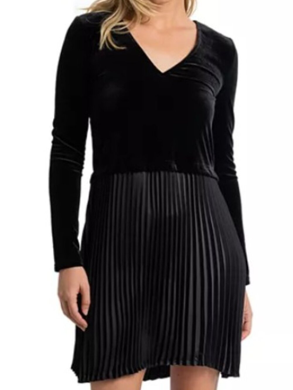 NWT Sam Edelman Velvet Bodice Pleated Satin Skirt V-Neck Mini Dress 4